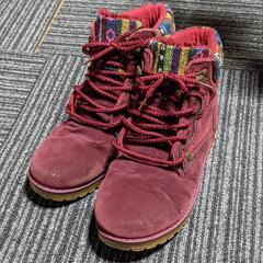 【秋冬】ワインレッドの紐靴  23.5cmの画像