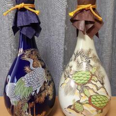 縁起物・鶴亀模様の酒器､置物