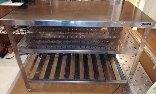 ◆ 業務用 作業台 調理台 テーブル ステンレス ◇ 店舗 飲食 店 厨房 キッチン スノコ付 平台 ガス台 コンロ台 ◆ 細田工業 シルバースター