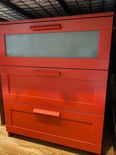 IKEA BRIMNES ブリムネス  3段チェスト（レッド）