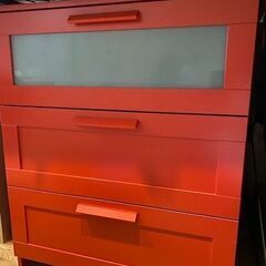 IKEA BRIMNES ブリムネス  3段チェスト（レッド）