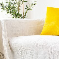 ソファ マルチカバー ソファカバー 綿80% 長方形 北欧風 マルチカバー ソファー 冬 厚手 1人掛け 2人掛け ブランケット ホワイト 130×180cm（K)の画像