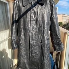 【良品】【メンズL】牛革ステンカラーロングコート Hampshi...