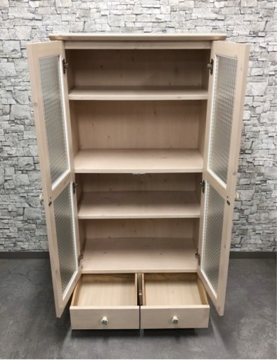 INT-4 【デザイン家具】モザイクガラス カントリー食器棚