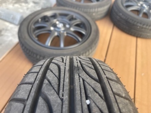 夏タイヤ、アルミ4本セット　ガンメタリック　155/55R14