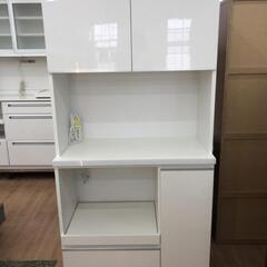 レンジボード キッチン収納 食器棚 幅90cm ハイグロス ホワイト色?自社配送時?代引き可?※現金、クレジット、スマホ決済対応※