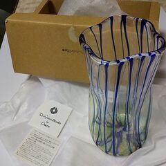 #クリスタル青ライン #花瓶 【新品】の画像