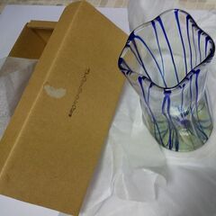 #クリスタル青ライン #花瓶 【新品】の画像