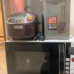 電子レンジ、炊飯器、電気ケトルセット