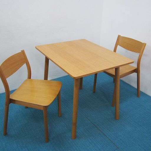 無印良品 ダイニングセット 2人用 テーブル 椅子2脚 オーク材 (KA53)