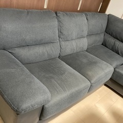 布張りカウチソファ (ウォール3KD LC GY)