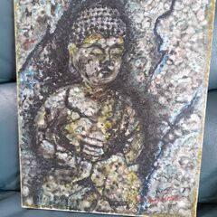 本物【定価4万】仏画 油絵　額付　絵画の画像