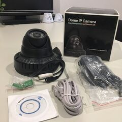 IPネットワークカメラ　ドーム型・黒　防犯カメラ　ペット見守り　...