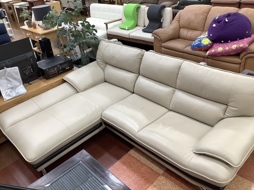 カウチソファー ベージュ×ブラック