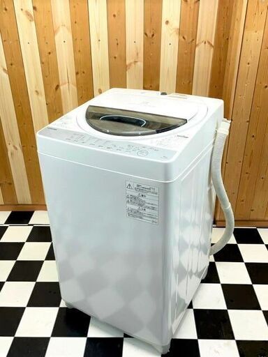全自動洗濯機　TOSHIBA AW-6G6 2018年製　6.0kg　グランホワイト　風乾燥機付き　洗濯　住まい　2人～３人暮らしの方