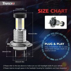 TXVSO8 ヘッドライト H7 Led 360度照明 55W 6000K 26000Lmの画像