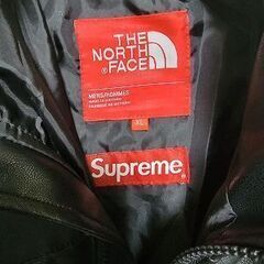 値下げ！本日18時で取消します。新品タグ付　Supreme シュプリーム THE NORTH FACE ノースフェイス レザー ヌプシ ダウンジャケット Leather Nuptse Jacket 17AW ブラック XLの画像