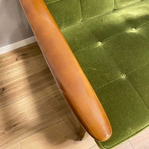 カリモク　Kチェア2シーター　モケットグリーン