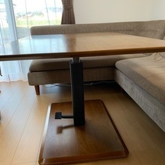 【受け渡し決定】ダイニングソファ　Ｌ字　昇降式テーブル　ダイニングセット【お値下げ】の画像