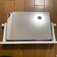 卓上ミラー　卓上かがみ　木製フレーム　白