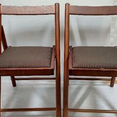 ニトリ 折りたたみ木製チェア リューク DBR ２脚セットで