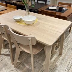 中古　IKEA／イケア　ダイニング5点セット　バーチ無垢材