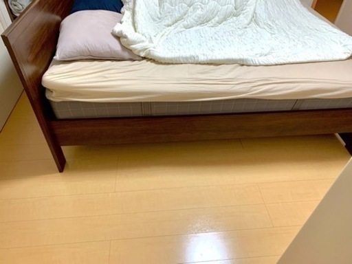 IKEA ダブルベッド フレームとすのこと敷パッドとマットレスセット