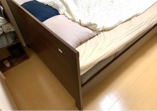 IKEA ダブルベッド フレームとすのこと敷パッドとマットレスセット
