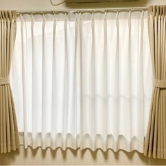 【引渡決定】ベージュのカーテン＆レースのカーテンセットの画像