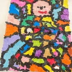 ハンドメイド　千切り絵　カラフル　