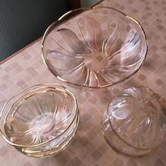#クリスタルガラス #羽色柄金縁、大１、小５鉢セット【新品】の画像
