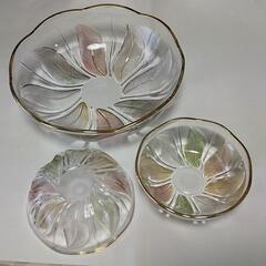 #クリスタルガラス #羽色柄金縁、大１、小５鉢セット【新品】の画像
