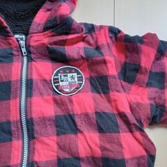 あったか ジャンパー 130cm 赤 チェックの画像