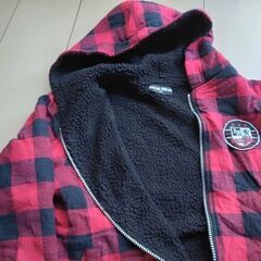 あったか ジャンパー 130cm 赤 チェックの画像