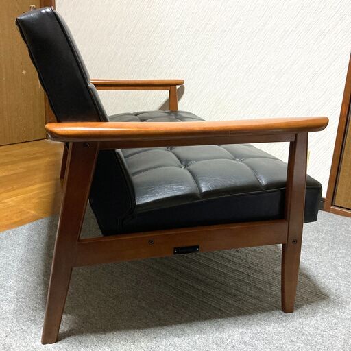 極美品 カリモク60 Ｋチェア 2シーター ブラック レザー Karimoku60 ソファ 2人掛け