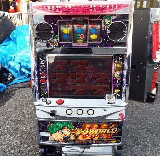 良品 SANKYO サンキョー パチスロ実機 4号機 夢夢ワールドDX 不要機 設定キー、ドアキー付き スロット