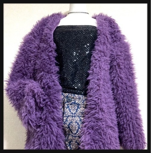 ご購入者様決定꒰SELECT MOCA꒱ボリュームファーシャギーカーディガン紫秋冬LサイズOK