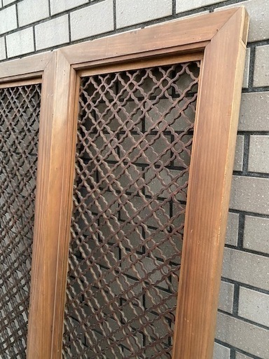 ◎大幅お値下げしました‼️ お値下げ要相談‼️逸品 貴重 希少 古い 欄間一対 建具天然木組子細工格子旧家蔵出しうぶだし古民具細密木彫