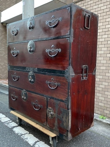 ◎大幅お値下げしました‼️ 逸品 希少 古い 時代箪笥 鍵付 検 衣装箪笥和箪笥和家具チェスト欅木地呂塗り無垢漆着物収納抽斗無垢材煎茶