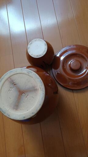 久松窯の陶器壺　かめ　大小