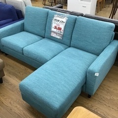 ニトリ 3人掛け ターコイズブルー カウチソファ センターテーブルセット ▽値下げ▽3人掛けソファ ニトリ ターコイズブルー 背もたれ取り外し可