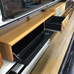 LK-65【ご来店頂ける方限定】TV/AVボード ナチュラル 黒ガラス
