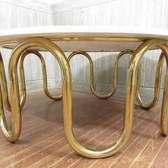 ss3191 未使用品 大理石 ラウンドテーブル ゴールド マーブル 輸入雑貨