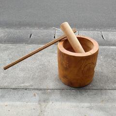 欅の杵と臼　餅つき　お正月　骨董品　古民家