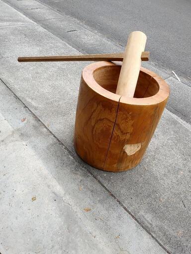 欅の杵と臼　餅つき　お正月　骨董品　古民家