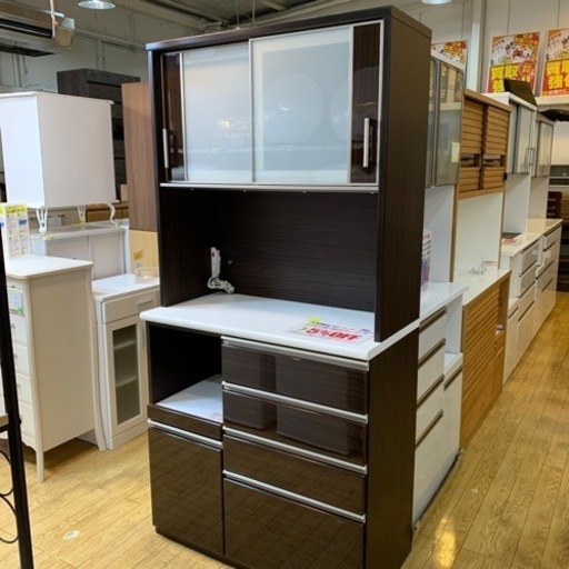 モダン ブラック レンジボード　ニトリ ニトリ（NITORI） 幅57.5cm 家電＆収納たっぷりレンジボード(引出し