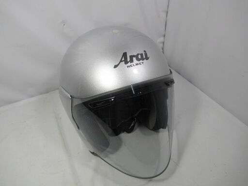 JKN3449/ジェットヘルメット/シルバー/59～60cm/Lサイズ/アライ/Arai/アルファ3/α3 SZ/傷み多め/中古品/