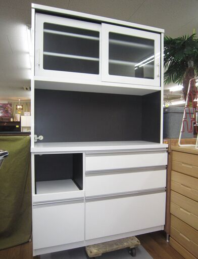 R243 モダンキッチンボード、食器棚、幅117cm