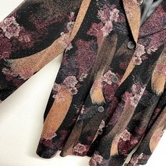 花柄　ジャケットコート　秋冬　春夏　M〜L 黒　長袖　和装　着物　レトロ　ボレロの画像