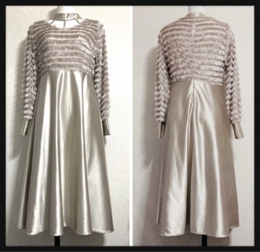 ご購入者様決定꒰MR꒱サテン ドレス ワンピース ベージュ ホワイトゴールド 大人可愛い